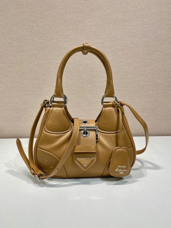Moon Padded Nappa Bag In White/Yellow/Brown For Women 8.8in / 22.5cm 1BA381_2DYI_F0009_V_OOM