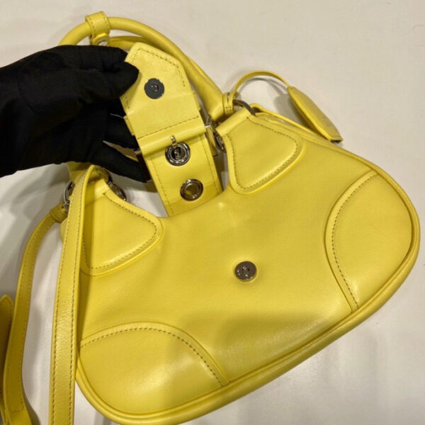 Moon Padded Nappa Bag In White/Yellow/Brown For Women 8.8in / 22.5cm 1BA381_2DYI_F0009_V_OOM