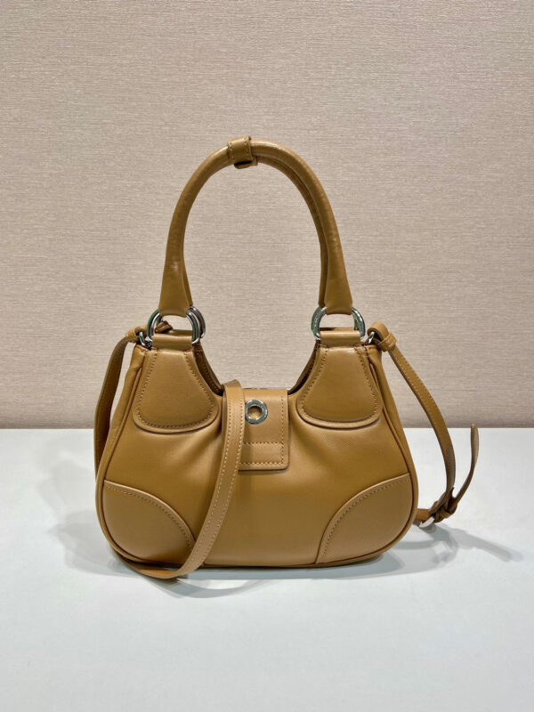 Moon Padded Nappa Bag In White/Yellow/Brown For Women 8.8in / 22.5cm 1BA381_2DYI_F0009_V_OOM