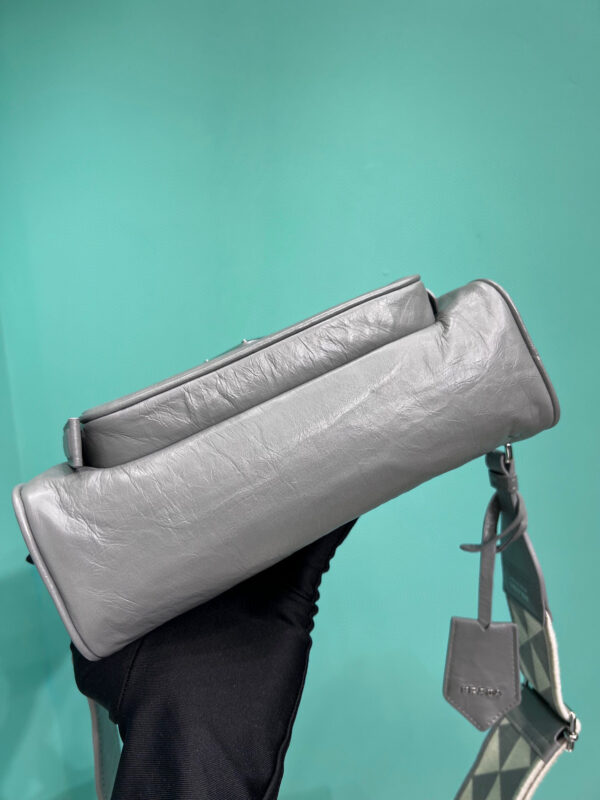 Nappa Antique Multi-Pocket Shoulder Bag In Grey/Black/Pink For Women 8.6 in/ 22cm 1BH198_UVL_F0480_V_4OO