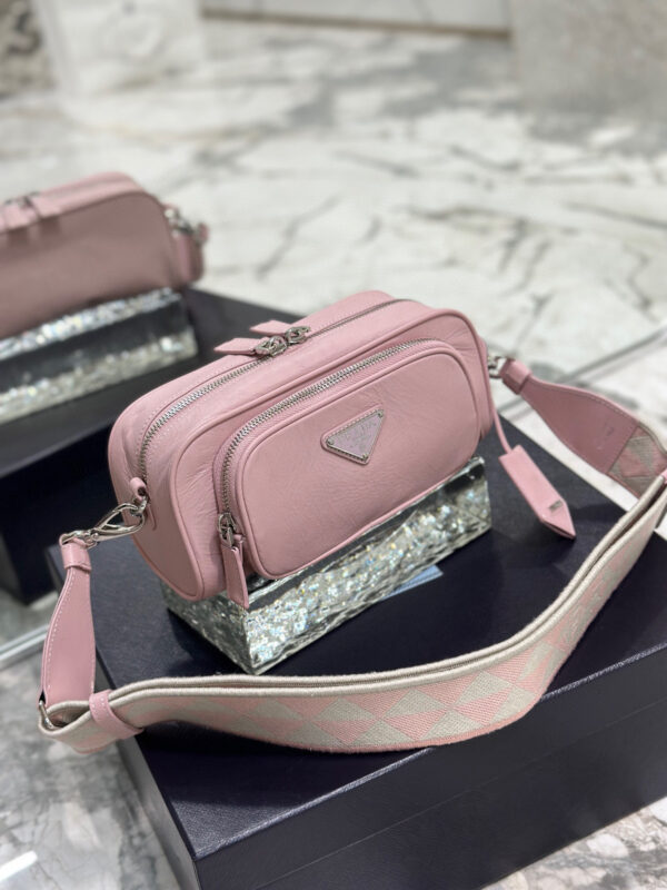 Nappa Antique Multi-Pocket Shoulder Bag In Grey/Black/Pink For Women 8.6 in/ 22cm 1BH198_UVL_F0480_V_4OO