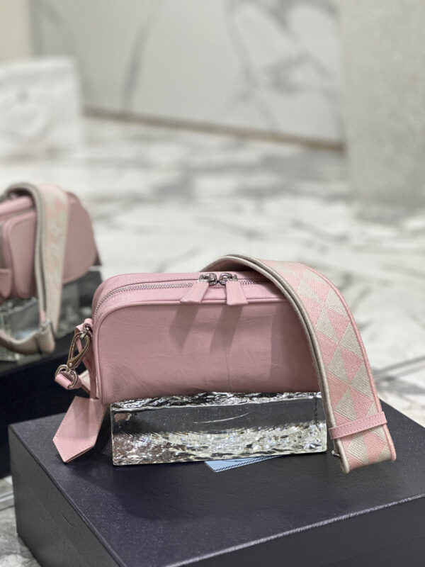 Nappa Antique Multi-Pocket Shoulder Bag In Grey/Black/Pink For Women 8.6 in/ 22cm 1BH198_UVL_F0480_V_4OO
