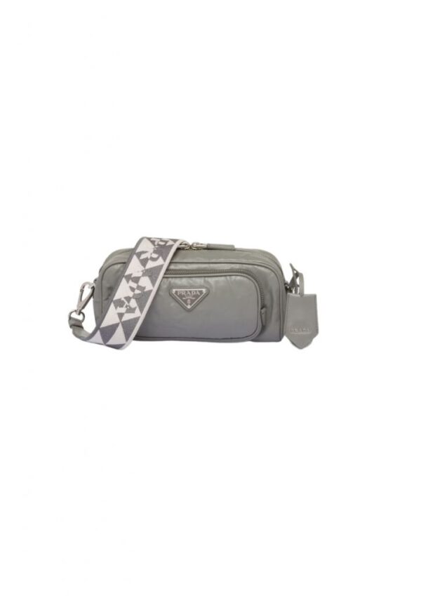 Nappa Antique Multi-Pocket Shoulder Bag In Grey/Black/Pink For Women 8.6 in/ 22cm 1BH198_UVL_F0480_V_4OO
