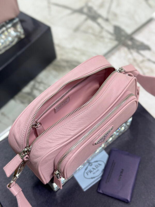 Nappa Antique Multi-Pocket Shoulder Bag In Grey/Black/Pink For Women 8.6 in/ 22cm 1BH198_UVL_F0480_V_4OO