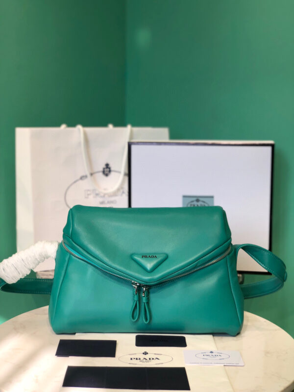 Padded Nappa Prada Signaux Bag In Green For Women 13in/ 33cm