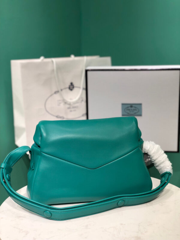 Padded Nappa Prada Signaux Bag In Green For Women 13in/ 33cm