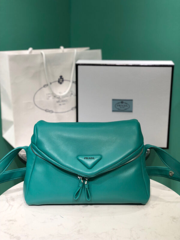 Padded Nappa Prada Signaux Bag In Green For Women 13in/ 33cm