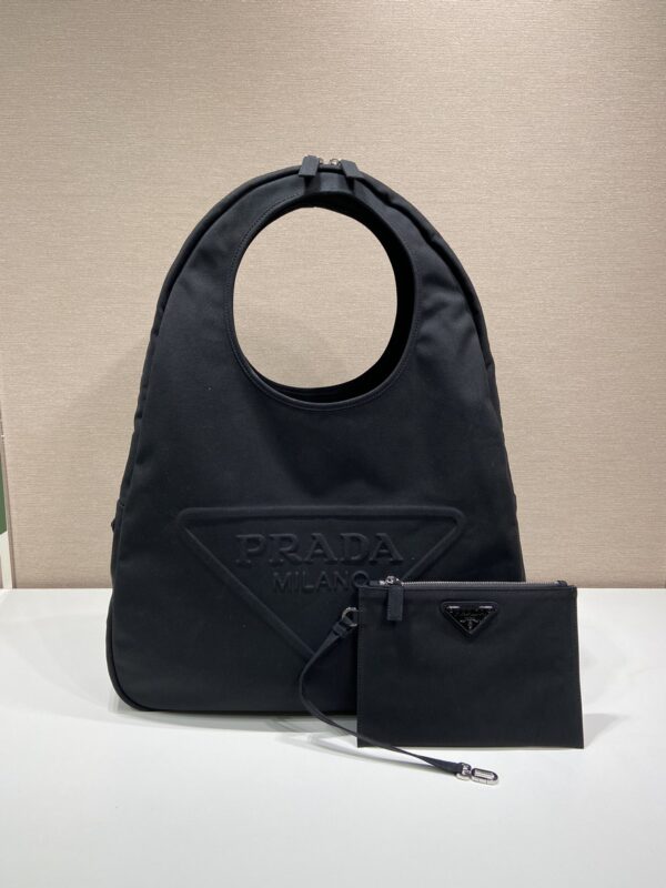 Prada Canvas Hobo Bag Black For Women, Women's Bags 25.6in/65cm 2VY005_010_F0002_V_OLO