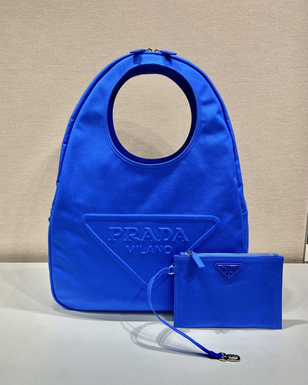 Prada Canvas Hobo Bag Blue For Women, Women's Bags 25.6in/65cm 2VY005_010_F0215_V_OLO