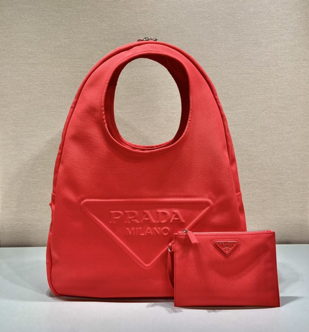 Prada Canvas Hobo Bag Red For Women, Women's Bags 25.6in/65cm