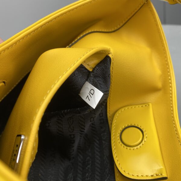 Prada Cleo Brushed Shoulder Bag Yellow For Women, Women's Bags 11.8in/30cm