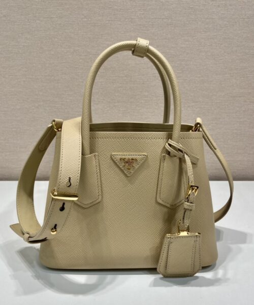 Prada Double Saffiano Mini Bag Beige For Women, Women's Bags 9.8in/25cm 1BG443_2A4A_F0036_V_XOO