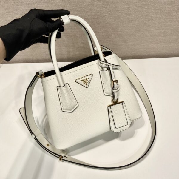 Prada Double Saffiano Mini Bag White For Women, Women's Bags 9.8in/25cm 1BG443_2A4A_F0G3Z_V_XOO