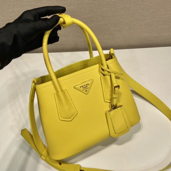 Prada Double Saffiano Mini Bag Yellow For Women, Women's Bags 9.8in/25cm 1BG443_2A4A_F0377_V_XOO