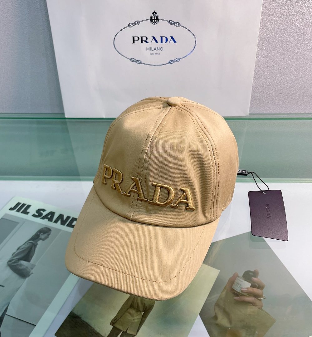 Prada Drill Baseball Cap Beige Prada Cap