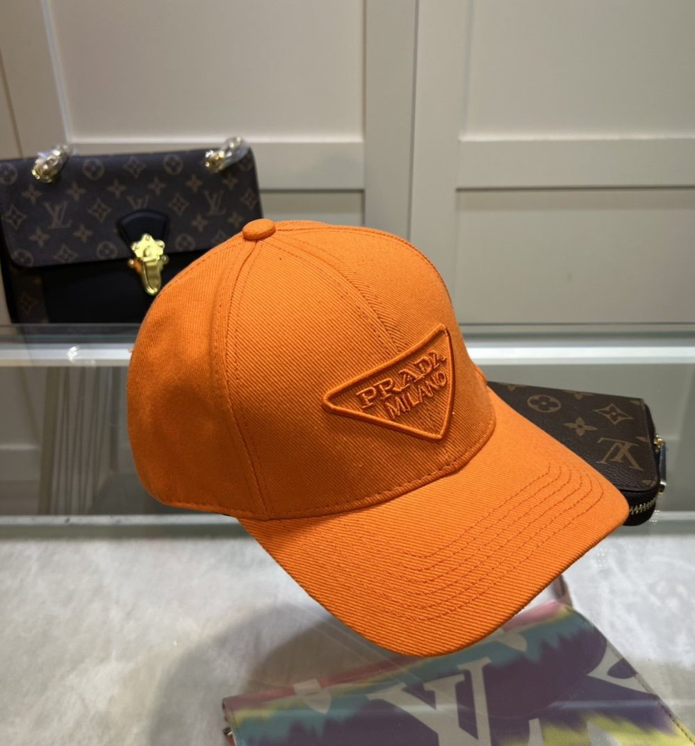 Prada Drill Baseball Cap Orange Prada Cap