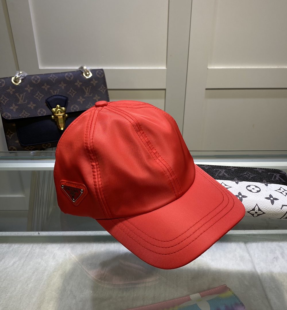 Prada Drill Baseball Cap Red Prada Cap