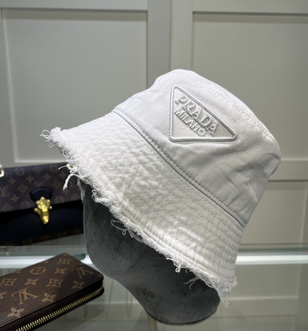 Prada Drill Bucket Hat White Prada Hat 1HC137_2FMB_F0009