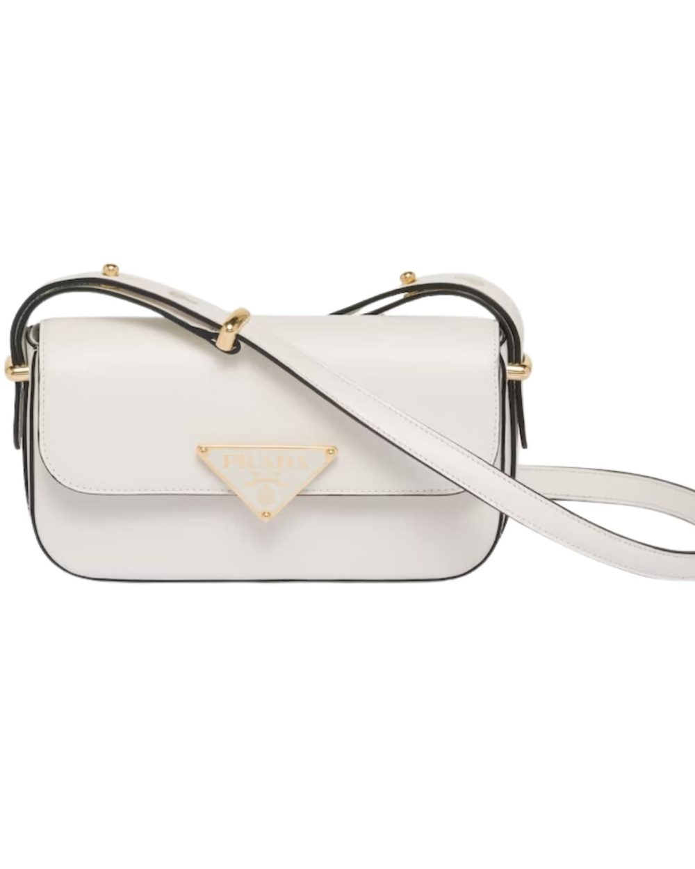 Prada Leather Shoulder White Bag For Women 1BD339_ASK_F0PG7_V_MTO- 20.5 Cm/ 8 Inches