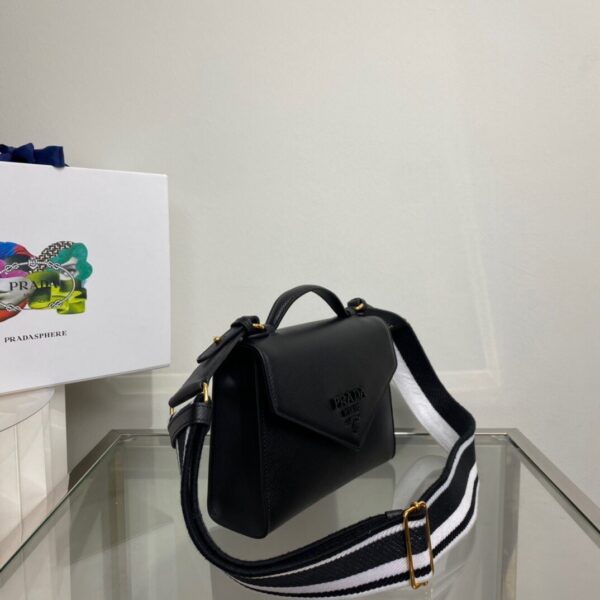Prada Monochrome Saffiano Bag Black For Women, Women's Bags 8.2in/21cm 1BD317_2ERX_F0002_V_3O3