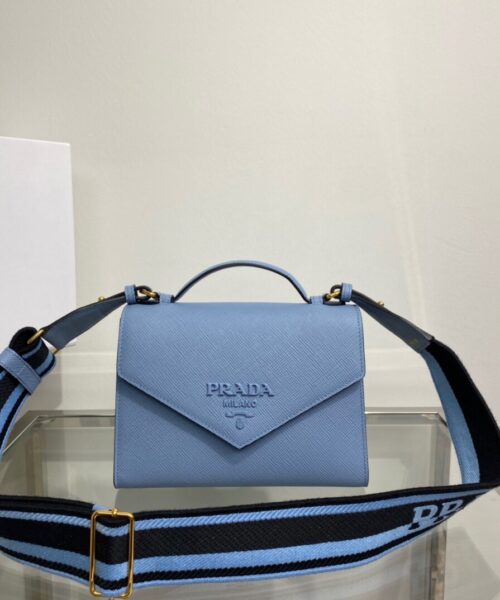 Prada Monochrome Saffiano Bag Blue For Women, Women's Bags 8.2in/21cm 1BD317_2ERX_F02TG_V_3O3