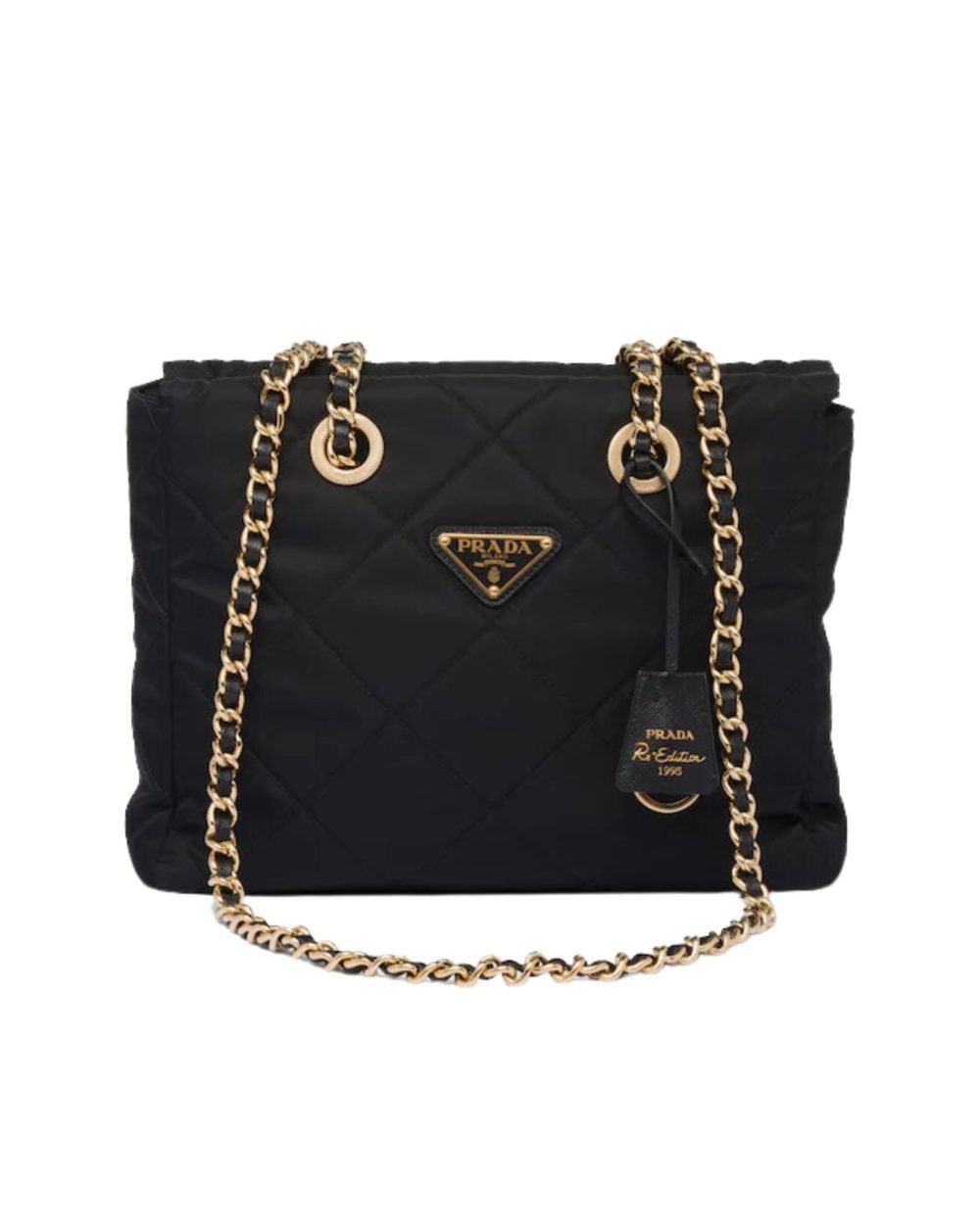 Prada Re-Edition 1995 Chaîne Re-Nylon Tote Black Bag For Women 1BG468_2AOS_F0002_V_COO- 25 Cm/ 9.8 Inches