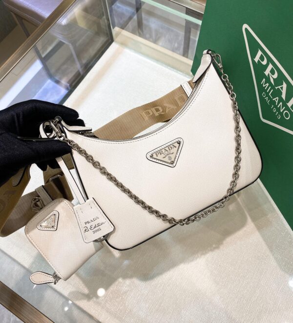 Prada Re-Edition 2005 Re-Nylon Mini Bag White For Women, Women's Bags 8.6in/22cm
