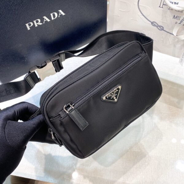 Prada Re-Nylon And Saffiano Belt Bag Black For Women, Women's Bags 8.2in/21cm 2VL977_2DMG_F0002_V_WOO