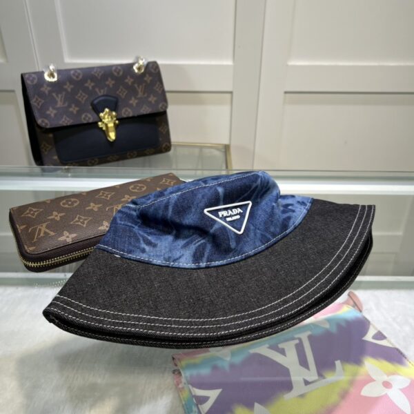 Prada Re-Nylon Bucket Hat Black/Blue Prada Hat