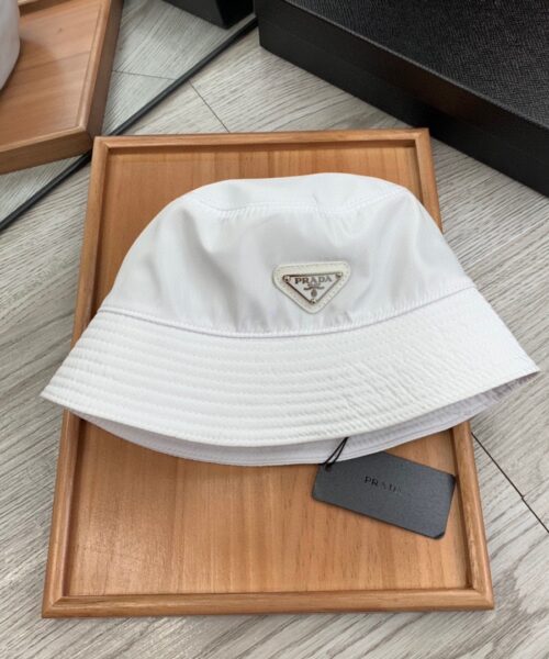 Prada Re-Nylon Bucket Hat White Prada Hat 1HC137_2DMI_F0009
