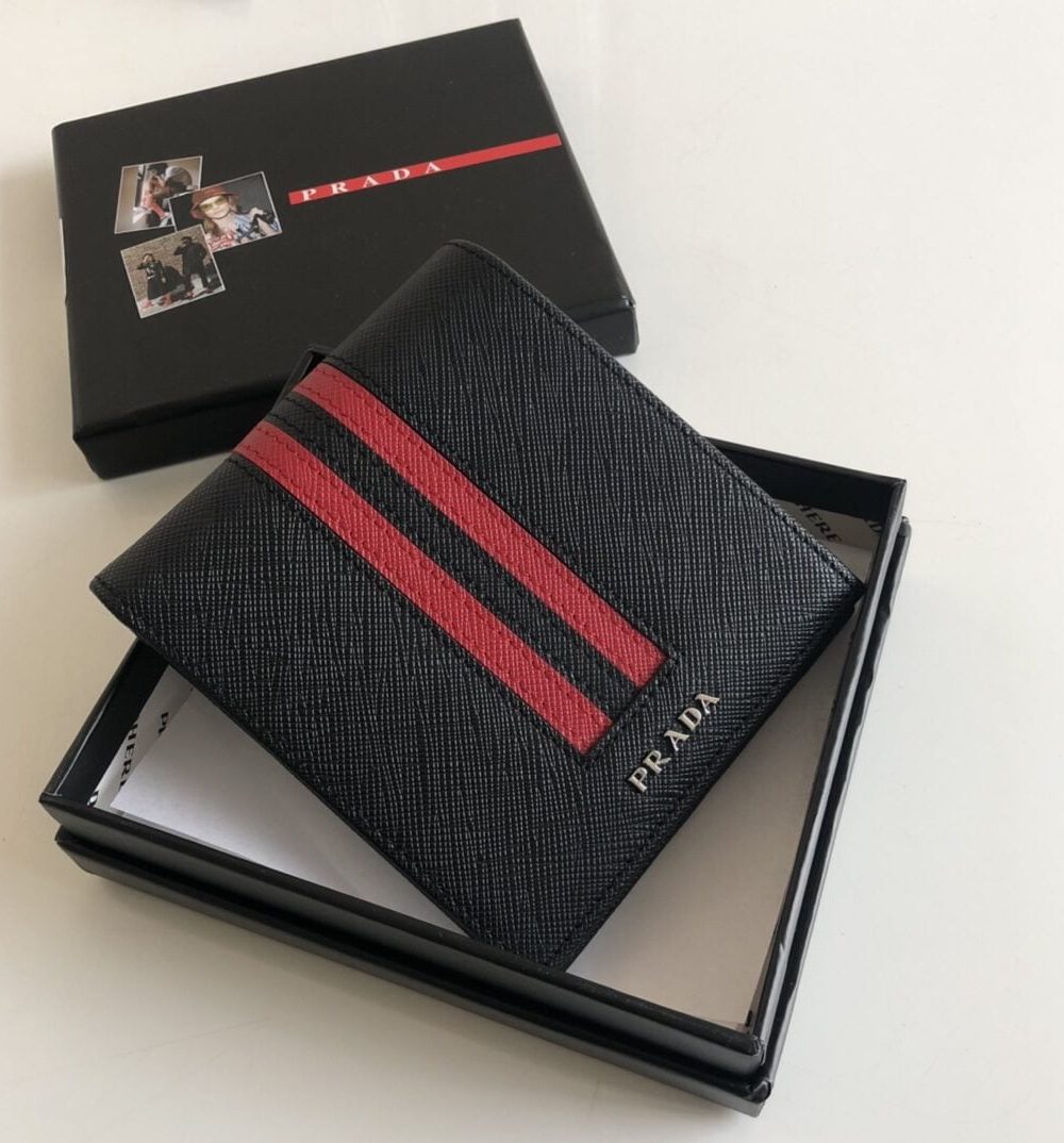 1:1 Replica Prada Saffiano Wallet Black For Women, Women's Wallets 4.5in/11cm