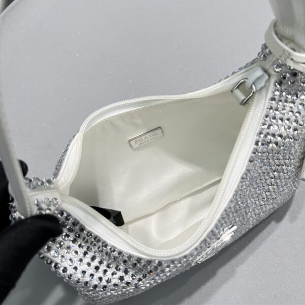 Prada Satin Mini-Bag With Crystals White For Women, Women's Bags 8.6in/22cm 1BC515_2AWL_F0009_V_OOO