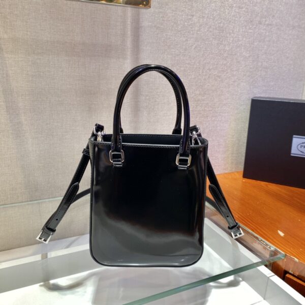 Prada Small Brushed Tote Black For Women, Women's Bags 6.9in/18cm 1BA331_ZO6_F0002_V_OOO