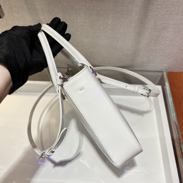 Prada Small Brushed Tote White For Women, Women's Bags 6.9in/18cm 1BA331_ZO6_F0009_V_OOO