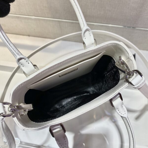 Prada Small Brushed Tote White For Women, Women's Bags 6.9in/18cm 1BA331_ZO6_F0009_V_OOO