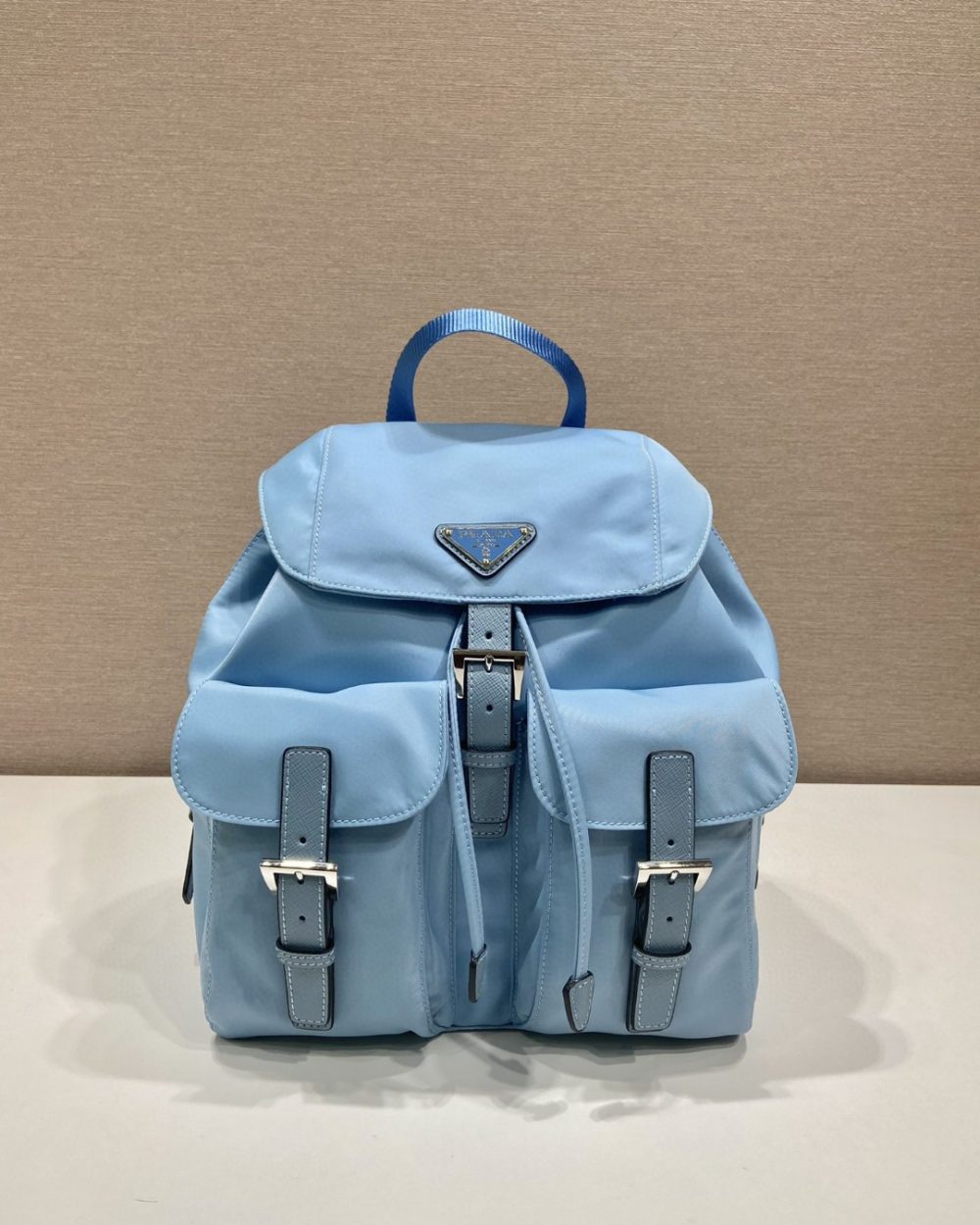 Prada Small Re-Nylon Backpack Blue For Women, Women's Bags 11in/28cm 1BZ677_RV44_F0076_V_OOO