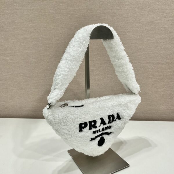 Prada Terrycloth Pouch White For Women, Women's Bags 10in/26cm