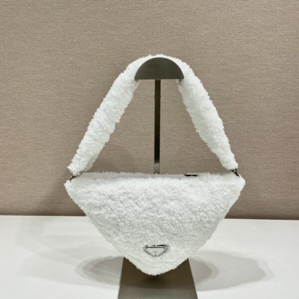 Prada Terrycloth Pouch White For Women, Women's Bags 10in/26cm