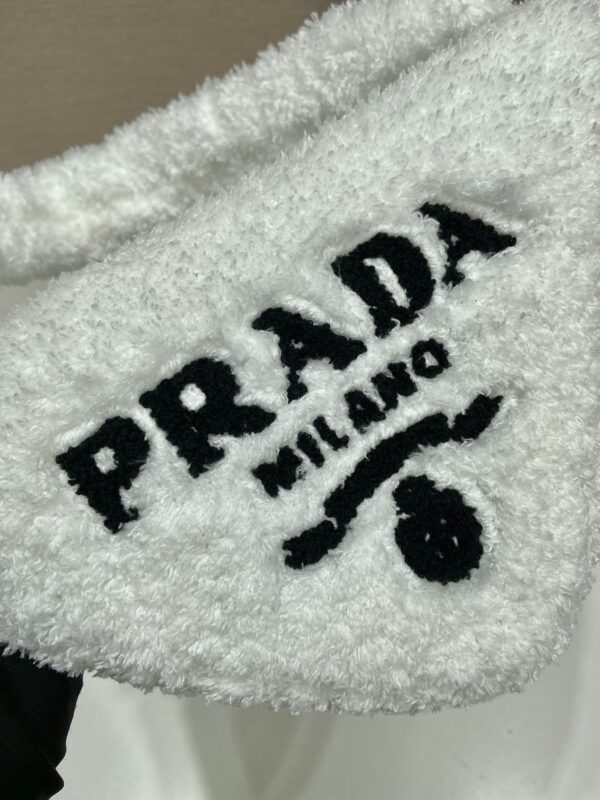 Prada Terrycloth Pouch White For Women, Women's Bags 10in/26cm