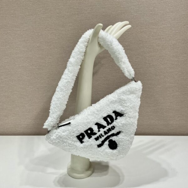 Prada Terrycloth Pouch White For Women, Women's Bags 10in/26cm