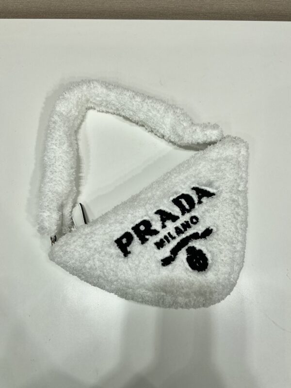 Prada Terrycloth Pouch White For Women, Women's Bags 10in/26cm