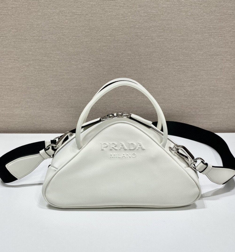 Prada Triangle Bag White For Women, Women's Bags 9.8in/25cm 1BB082_2BYA_F0009_V_NEO