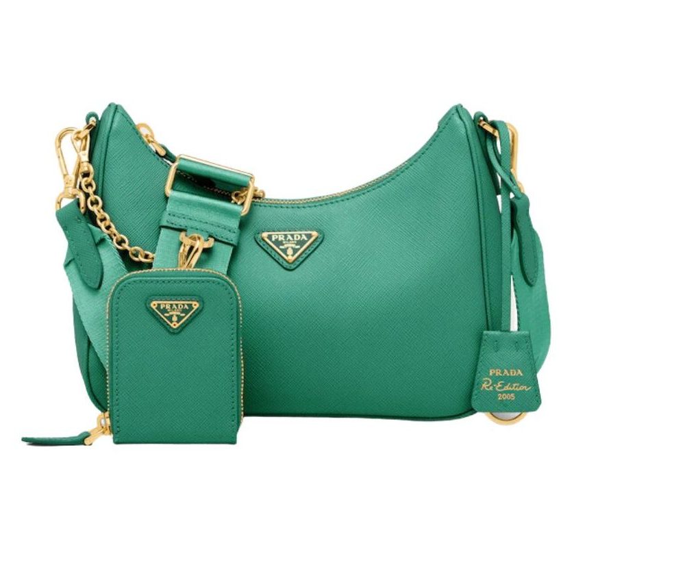Re-Edition 2005 Saffiano Bag In Green For Women 8.6 in/ 22 cm 1BH204_NZV_F0PCL_V_V2M