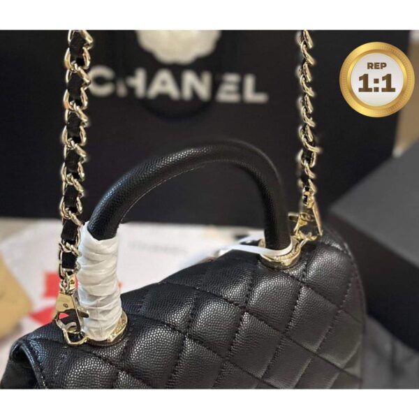 1:1 Replica Chanel Coco With Top Handle Bag Black For Women 9.4in/24cm