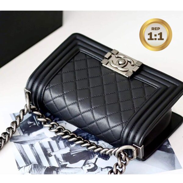 1:1 Replica Chanel Mini Classic Flapbag Black For Women 20cm/7.9 in
