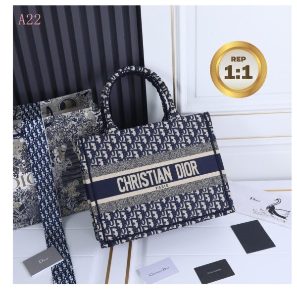1:1 Replica Christian Dior Medium Dior Book Tote Bag Blue For Women 14in/36cm CD M1296ZRIW_M928