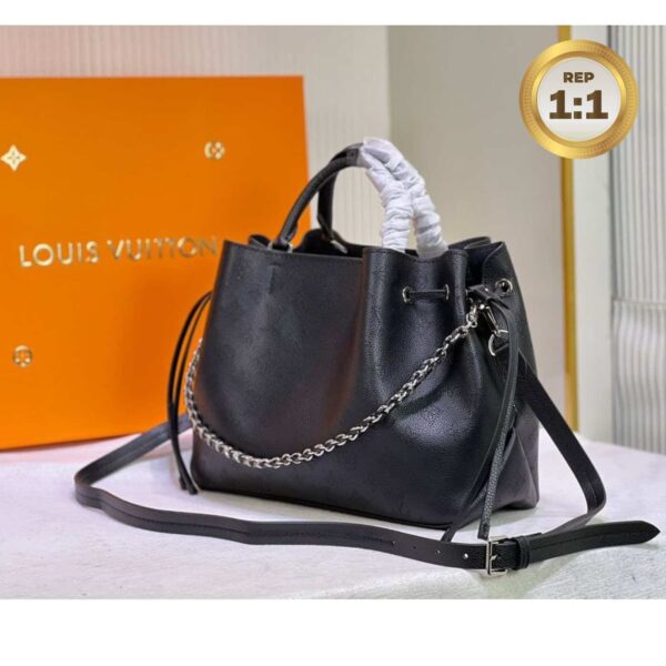 1:1 Replica Louis Vuitton Bella Tote Mahina Black For Women 12.6in/32cm LV M59200