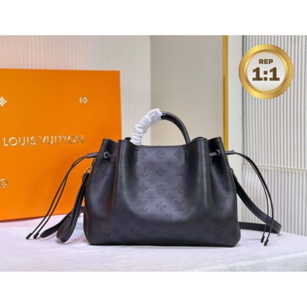 1:1 Replica Louis Vuitton Bella Tote Mahina Black For Women 12.6in/32cm LV M59200