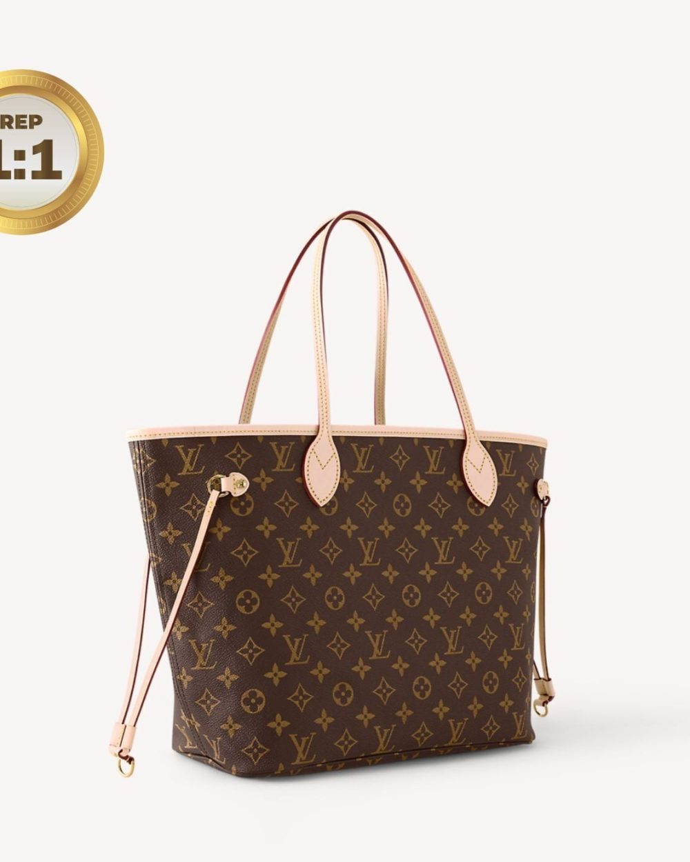 1:1 Replica Louis Vuitton Neverfull MM Tote Bag Monogram Canvas Brown For Women 12.6in/32cm LV M40995