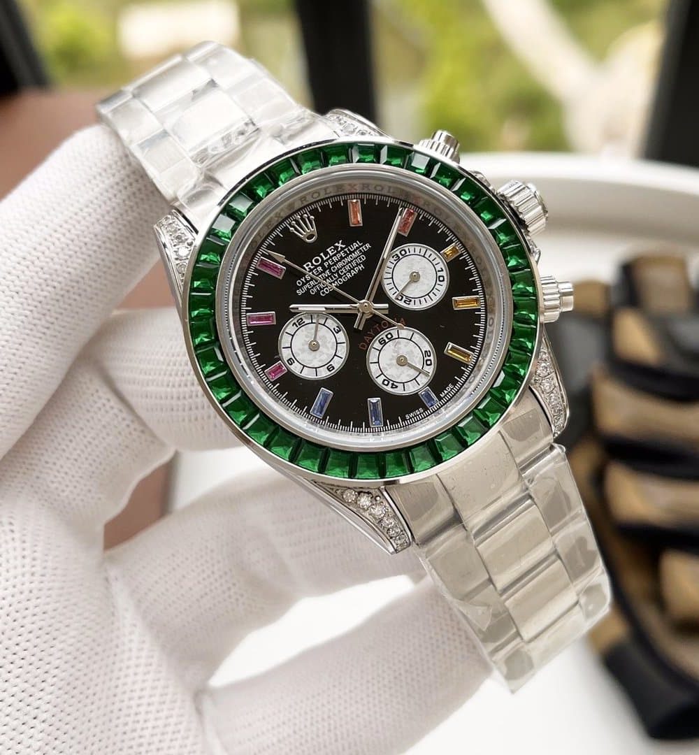 Rolex Cosmograph Daytona 40mm Silver Toned Beaded For Men